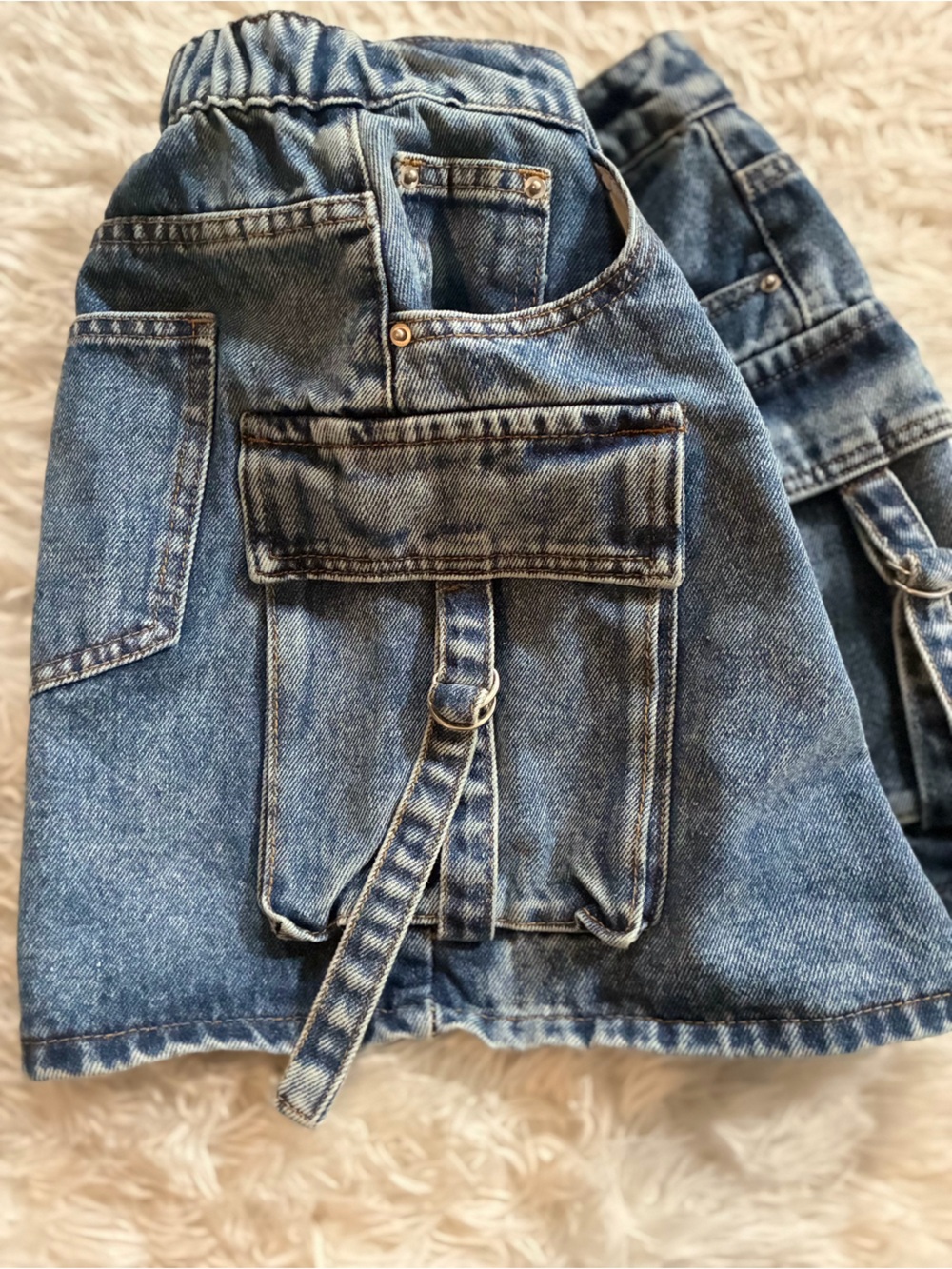 Y2K Punk Mall Goth Alt Emo Cyber Grunge Harajuku Biker Cargo Denim Mini Skirt M - Picture 4 of 7